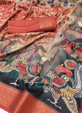 Beautiful Kalamkari Printed New Fancy Semi Tussar Silk Sarees Collection