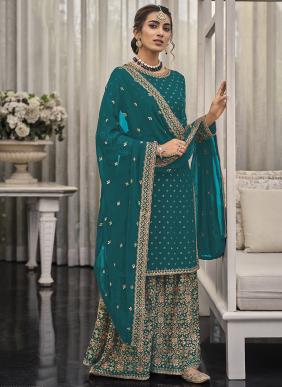 Shagun Color Edition Diwali Special Georgette Embroidery Palazzo Suits Collection