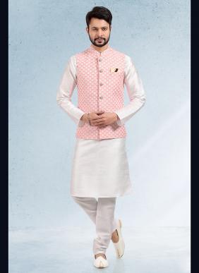 Banarasi Jacquard Wholesale Kurta Pajama With Jacket 8 Pieces Catalog