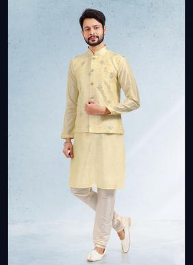 Banarasi Jacquard Wholesale Kurta Pajama With Jacket 7 Pieces Catalog