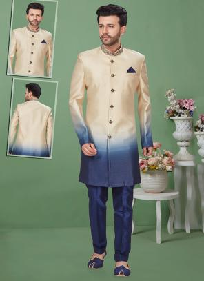 Multi Color Imported Wedding Wear Weaving Sherwani