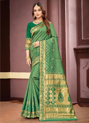 Green Silk Traditional Wear Weaving Saree