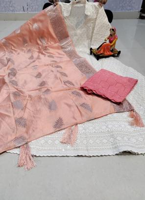 Pink Pure Cotton Traditional Wear Embroidery Work Gown With Dupatta