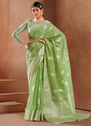 Light Green Modal Silk Festival Wear Weaving Saree