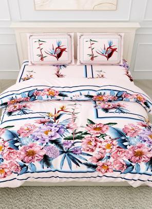 108*108 Light Pink Cotton Digital Printed Bed Sheet