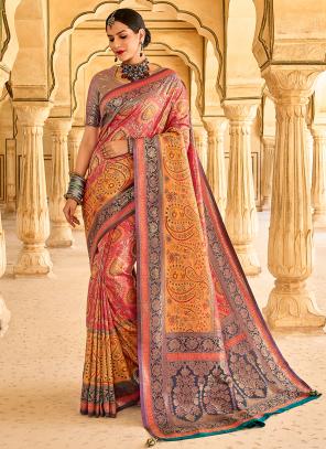 Multi Colour Tissue Silk Wedding Wear Kanjivaram Saree