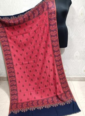 Pink Pashmina Winter Wear Printed Shawl Dupatta