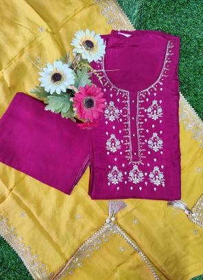 Purple Modal Silk Party Wear Hand Work Salwar Suit