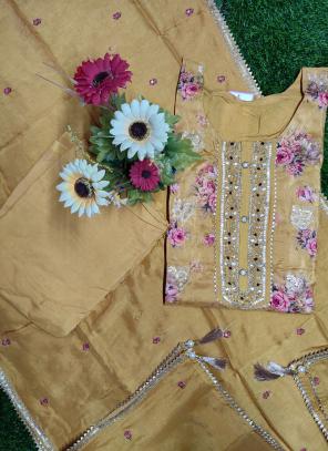 Beige Dola Silk Festival Wear Hand Work Salwar Suit