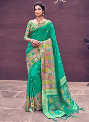 Green Banarasi Wedding Wear Heavy Embroidery Work Saree