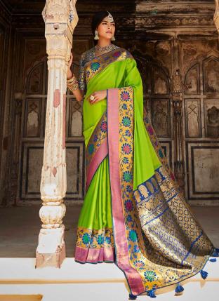 Light green Silk Reception Wear Weaving Saree
