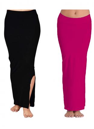 Black And Dark Pink Lycra Casual Wear Plain Combo Shapewear