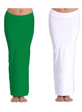 Green And White Lycra Casual Wear Plain Combo Shapewear