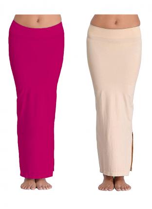 Dark Pink And Beige Lycra Casual Wear Plain Combo Shapewear