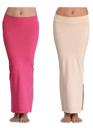 Pink And Beige Lycra Casual Wear Plain Combo Shapewear