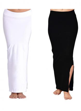 White And Black Lycra Casual Wear Plain Combo Shapewear