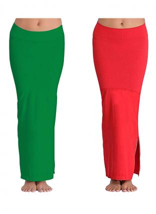 Green And Red Lycra Casual Wear Plain Combo Shapewear