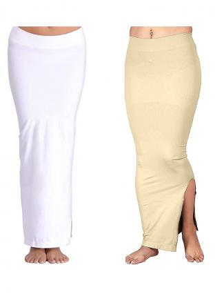 White And Cream Lycra Casual Wear Plain Combo Shapewear