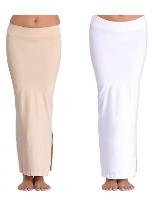 Beige And White Lycra Casual Wear Plain Combo Shapewear