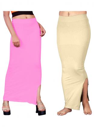 Pink And Beige Lycra Casual Wear Plain Combo Shapewear