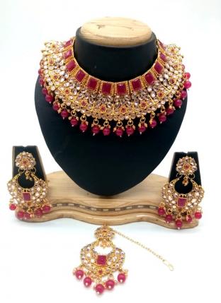 Rani Kundan And Stone Multi Piece Necklace Set