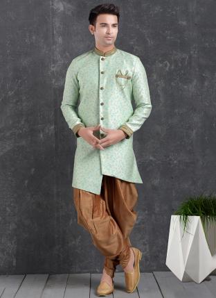 Sky bule Jaqurd Silk Brocade Festival Wear Pintux Peshawari Indo Western