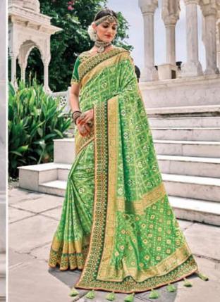 Light Green Pure Silk Reception Wear Weaving Saree