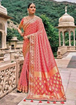 Pink Pure Silk Reception Wear Weaving Saree