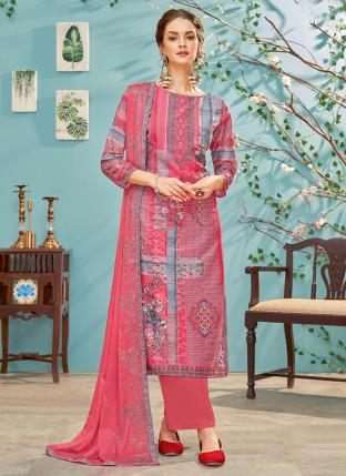 Pink Pure Muslin Daily Wear Digital Printed Palazzo Suit