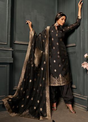 Brown Viscose Silk Festival Wear Weaving Patiyala Suit