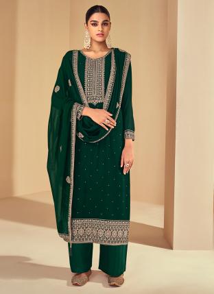 Green Georgette Festival Wear Embroidery Work Salwar Suit