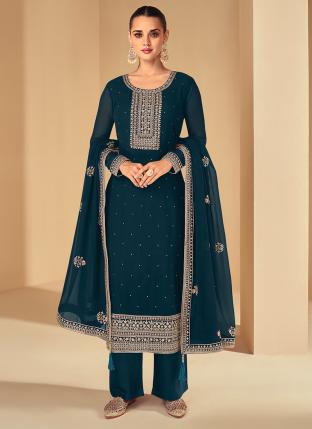 Rama Georgette Festival Wear Embroidery Work Salwar Suit