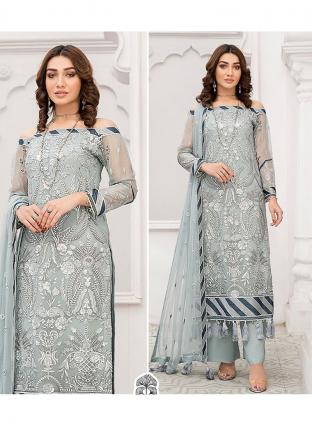 Sky blue Georgette Party Wear Embroidery Work Pakistani Suit