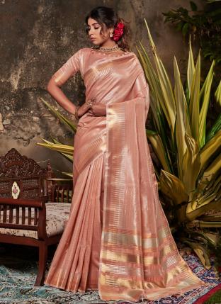 Pink Tissue Silk Festival Wear Weaving Saree