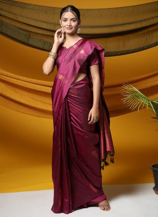 Violet Banarasi Silk Traditional Wear Weaving Saree