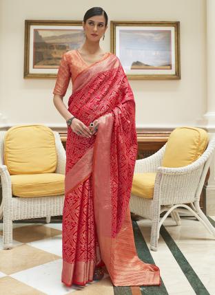 Pink Silk Festival Wear Weaving Saree