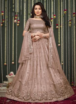 Pink Net Wedding Wear Embroidery Work Lehenga Choli