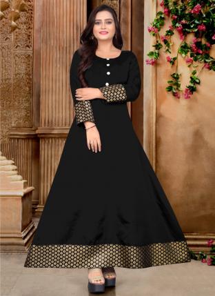 Black Tapeta Silk Casual Wear Weaving Gown