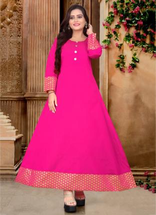 Pink Tapeta Silk Casual Wear Weaving Gown