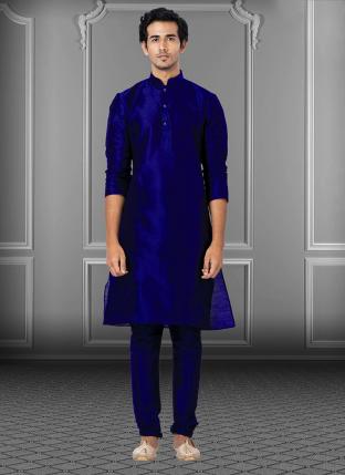 Blue Dhupion Raw Silk Festival Wear Weaving Kurta Pajama