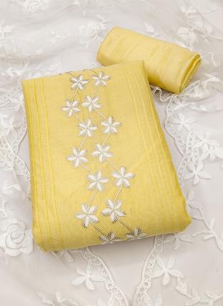 Yellow Chanderi Cotton Daily wear Sequinned Salwar Suit