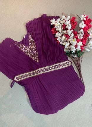 Purple Faux Georgette Party Wear Khatli Work Gown