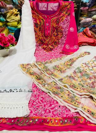 Rani Georgette Festival Wear Mirror Work Readymade Salwar Suit