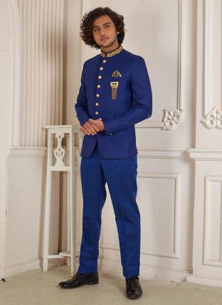 Royal Blue Suiting Wedding Wear Fancy Jodhpuri Suit