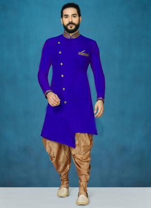 Royal Blue Dhupion Silk Festival Wear Fancy Dhoti Kurta