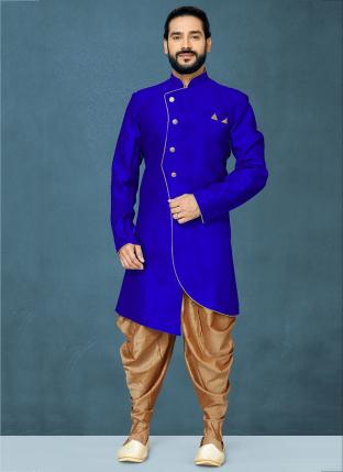 Royal Blue Dhupion Silk Festival Wear Fancy Dhoti Kurta
