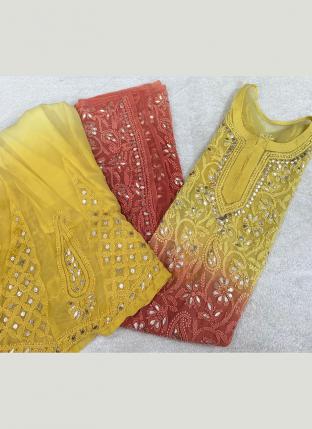 Multi Colour Chiffon Georgette Festival Wear Embroidery Work Readymade Salwar Suit