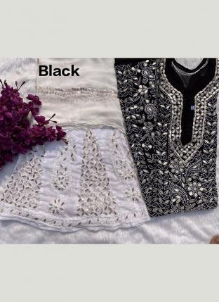 Black Georgette Party Wear Gota Patti Work Readymade Salwar Suit