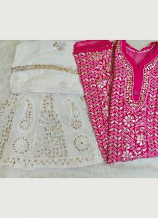 Rani Georgette Party Wear Gota Patti Work Readymade Salwar Suit