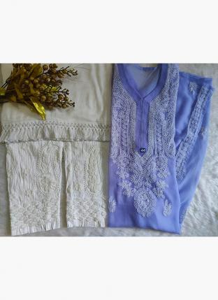 Purple Georgette Festival Wear Embroidery Work Readymade Salwar Suit